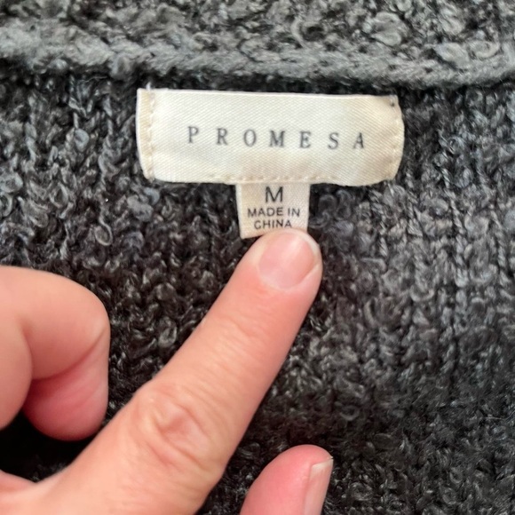 803-Gray and cream striped knitted long sleeve cardigan #loungewear #promesa - Picture 3 of 6